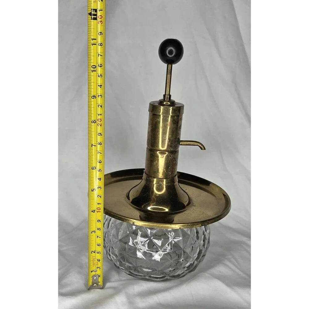Vintage Park Sherman MCM Brass/Glass Liquor Decanter With Tray & 5 Glasses 1960s